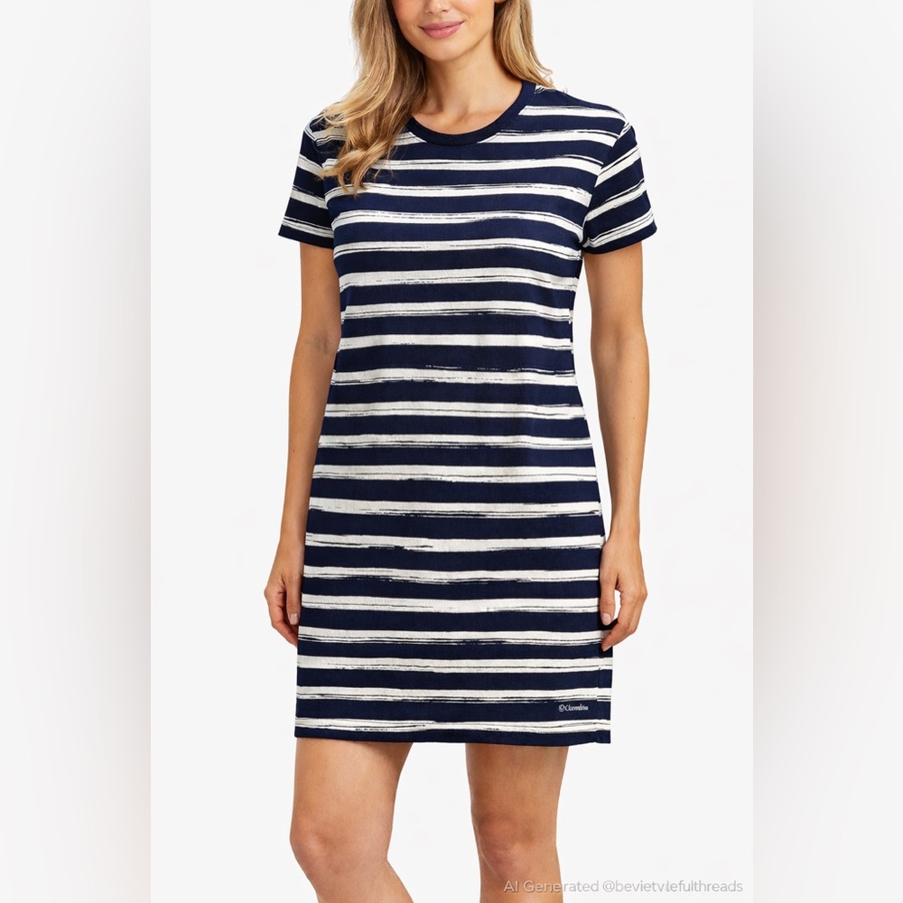 Columbia Coastal Quiet Luxury Stripe T Shirt Dress